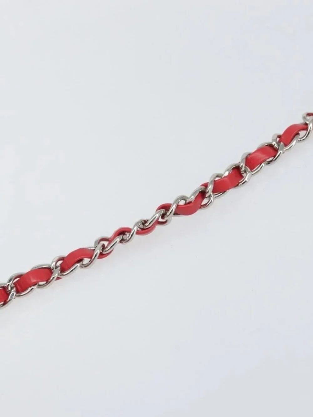 CHANEL Chain Boston Bag Leather 2way Red Silver CC Auth 169810SAM
